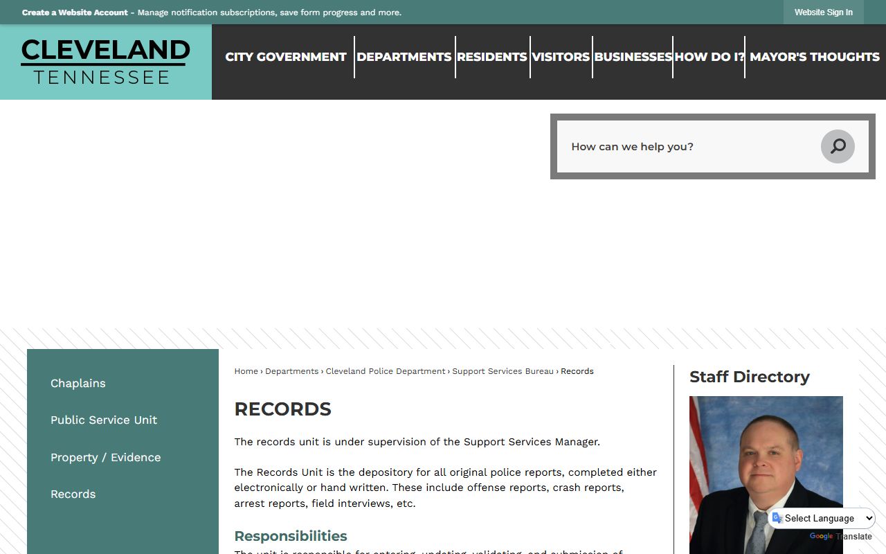 Cleveland 24 hour booking records page