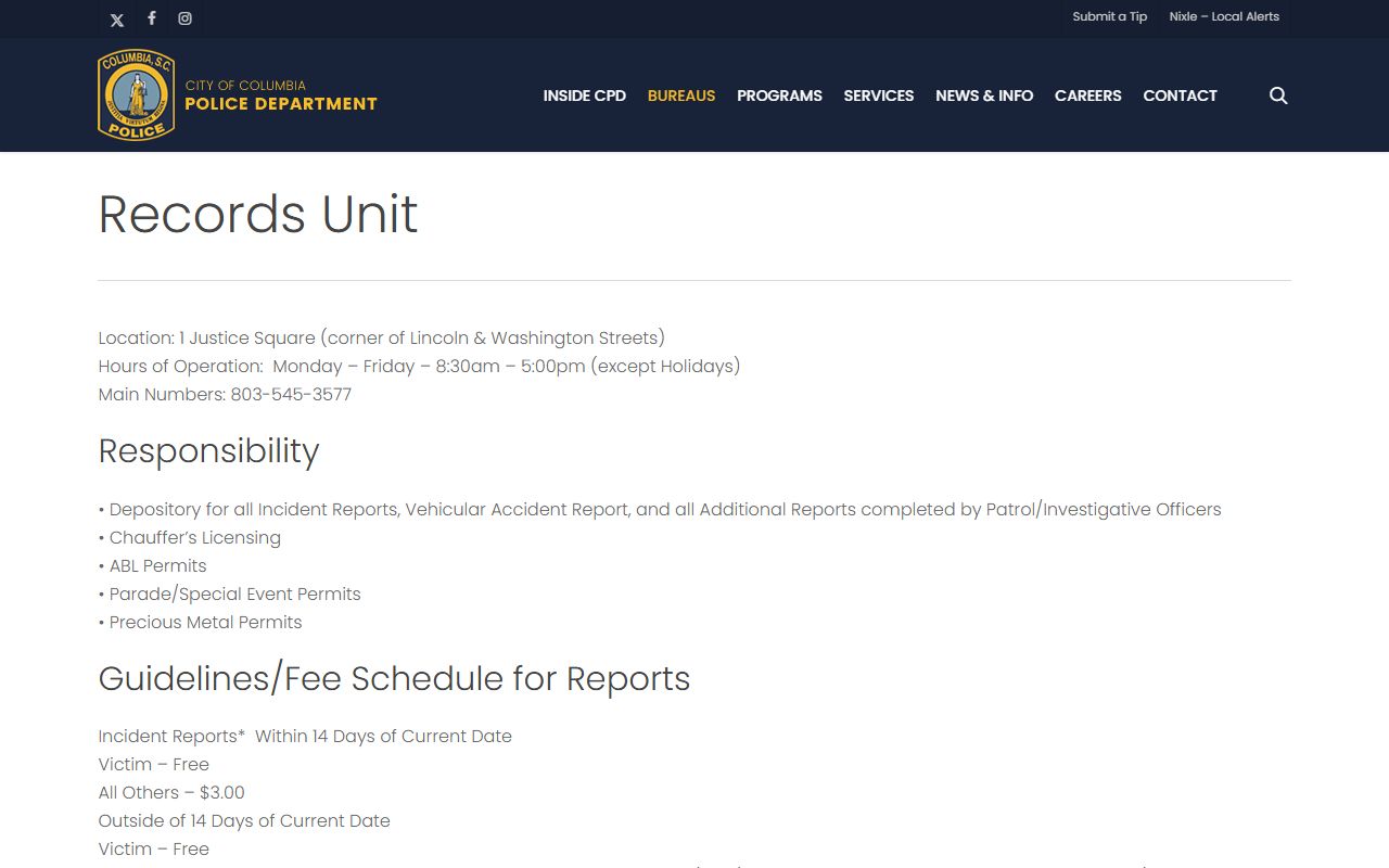 Columbia 24 hour booking search portal screenshot