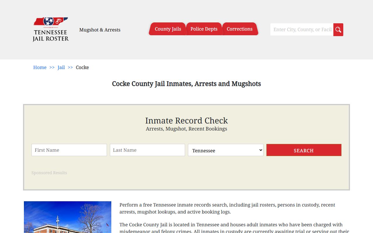 Cocke County 24 hour booking search portal
