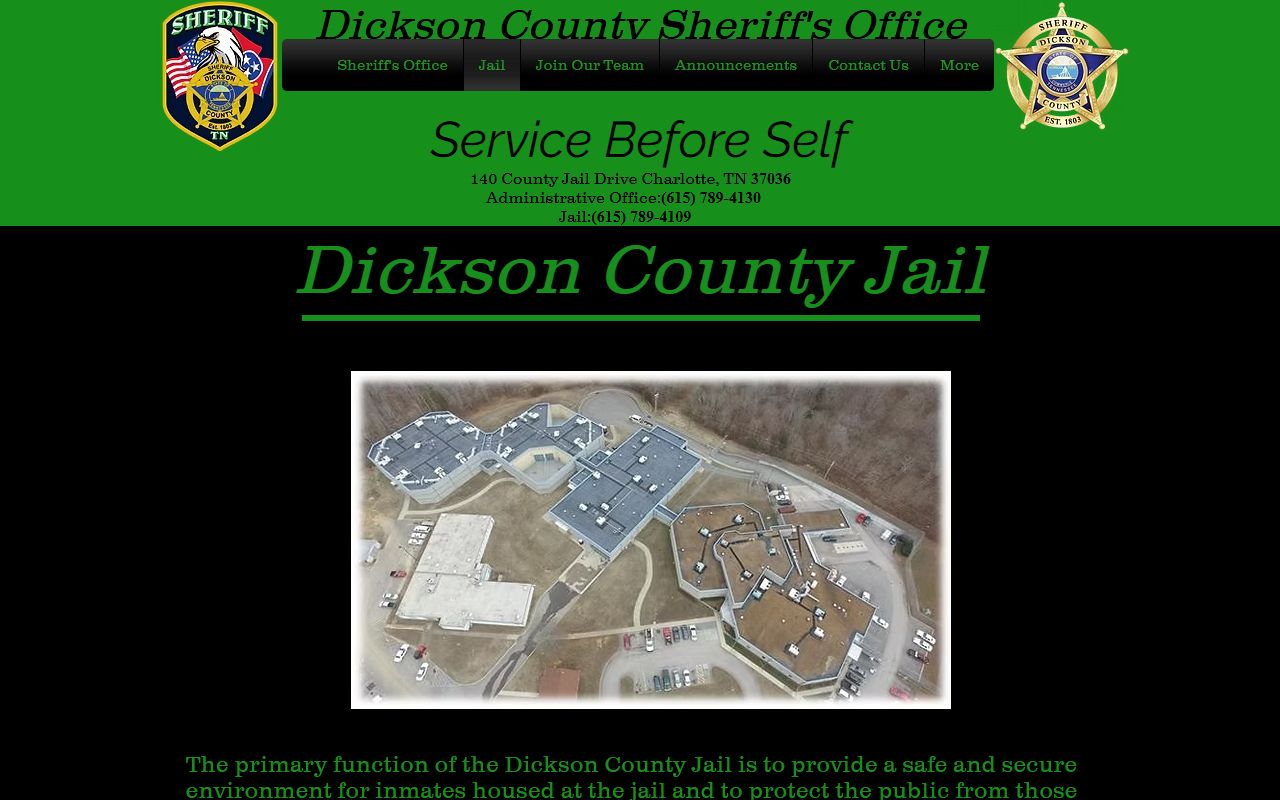 Dickson County 24 hour booking jail page