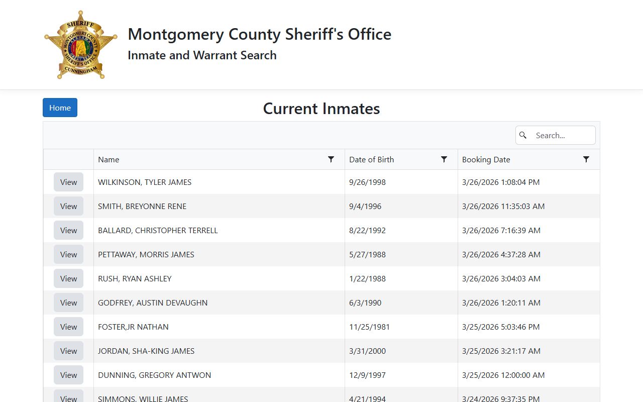 Montgomery County 24 hour booking inmate search