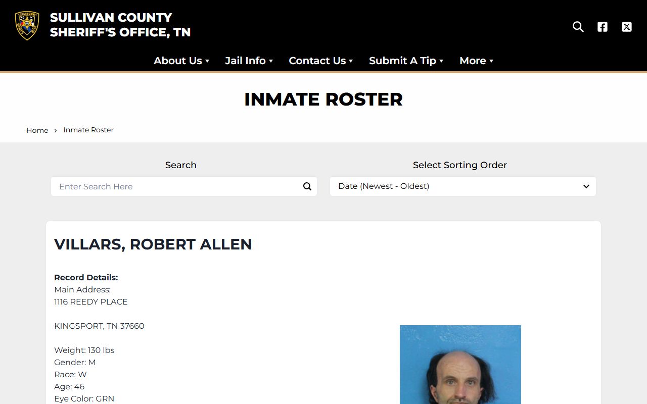 Sullivan County 24 hour booking inmate roster