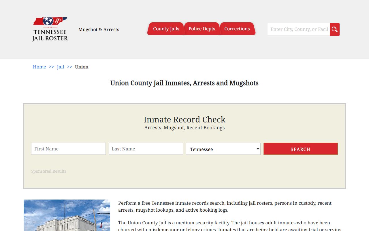 Union County 24 hour booking sheriff website