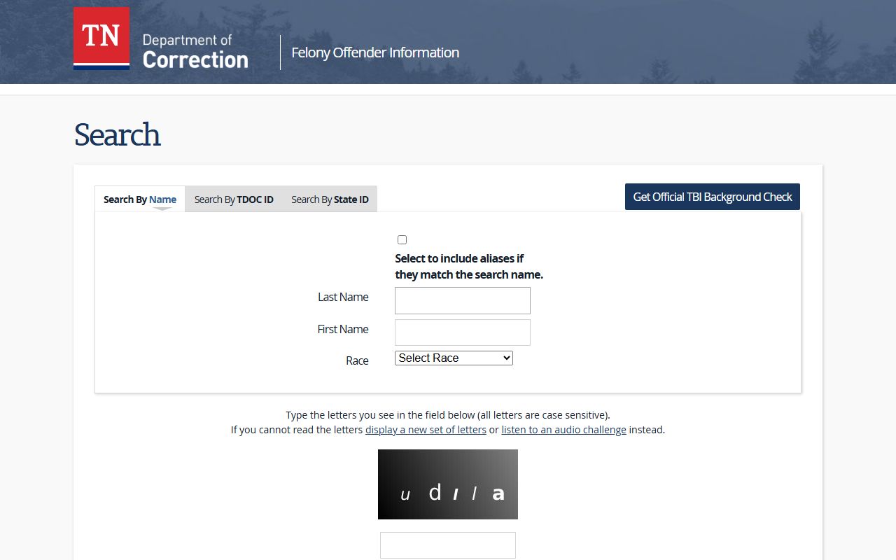 Tennessee FOIL search portal for 24 hour booking and inmate records